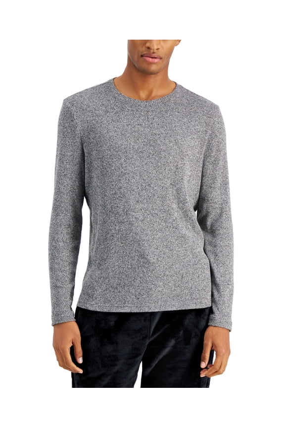International Concepts Men's Textured Twisted Crewneck Sweater Black/Gray-XL