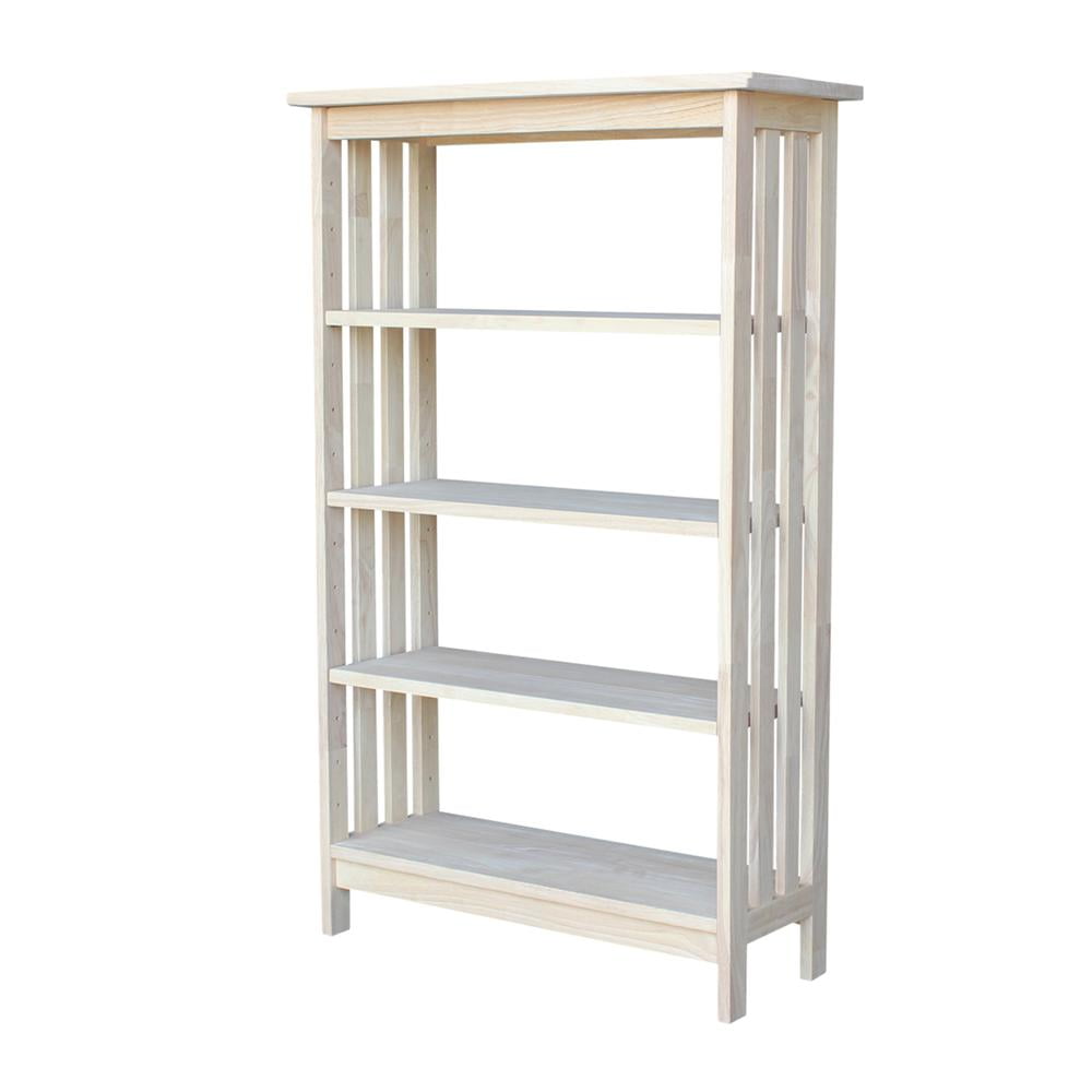 Adjustable Beige Solid Wood 38" 4-Tier Shelf Unit