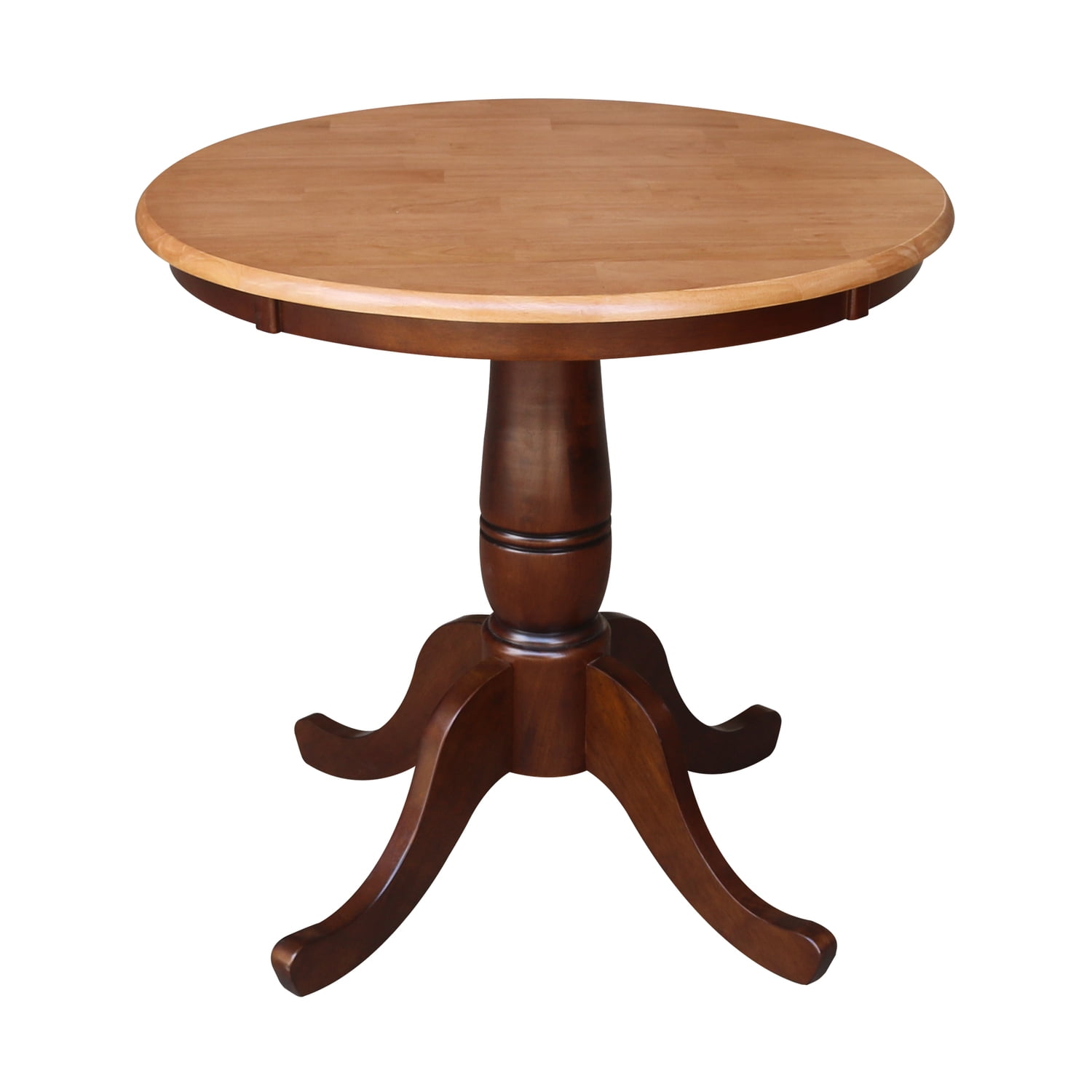Cinnamon Espresso 30" Round Wood Farmhouse Dining Table