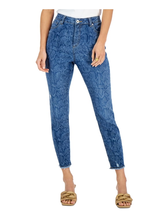 International Concepts Petite High Rise Snake Print Skinny Jeans Snake Wash 0P