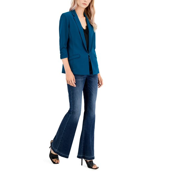 International Concepts Petite Menswear Blazer Teal Kingfisher PS