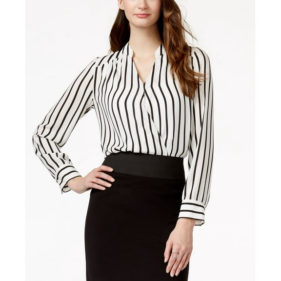 International Concepts Petite Striped Surplice Blouse Bandwidth Stripe 0P