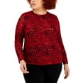 thumbnail image 1 of International Concepts Plus Size Animal Print Mesh Long Sleeve Top Chantal Cheetah 1X, 1 of 1