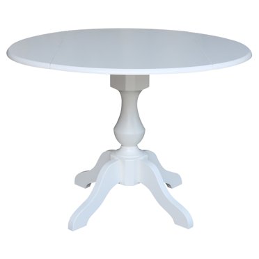 IC International Concepts 36" Round Pedestal Dining Table With 12" Leaf - Expands To 48", Unfinished Solid Wood