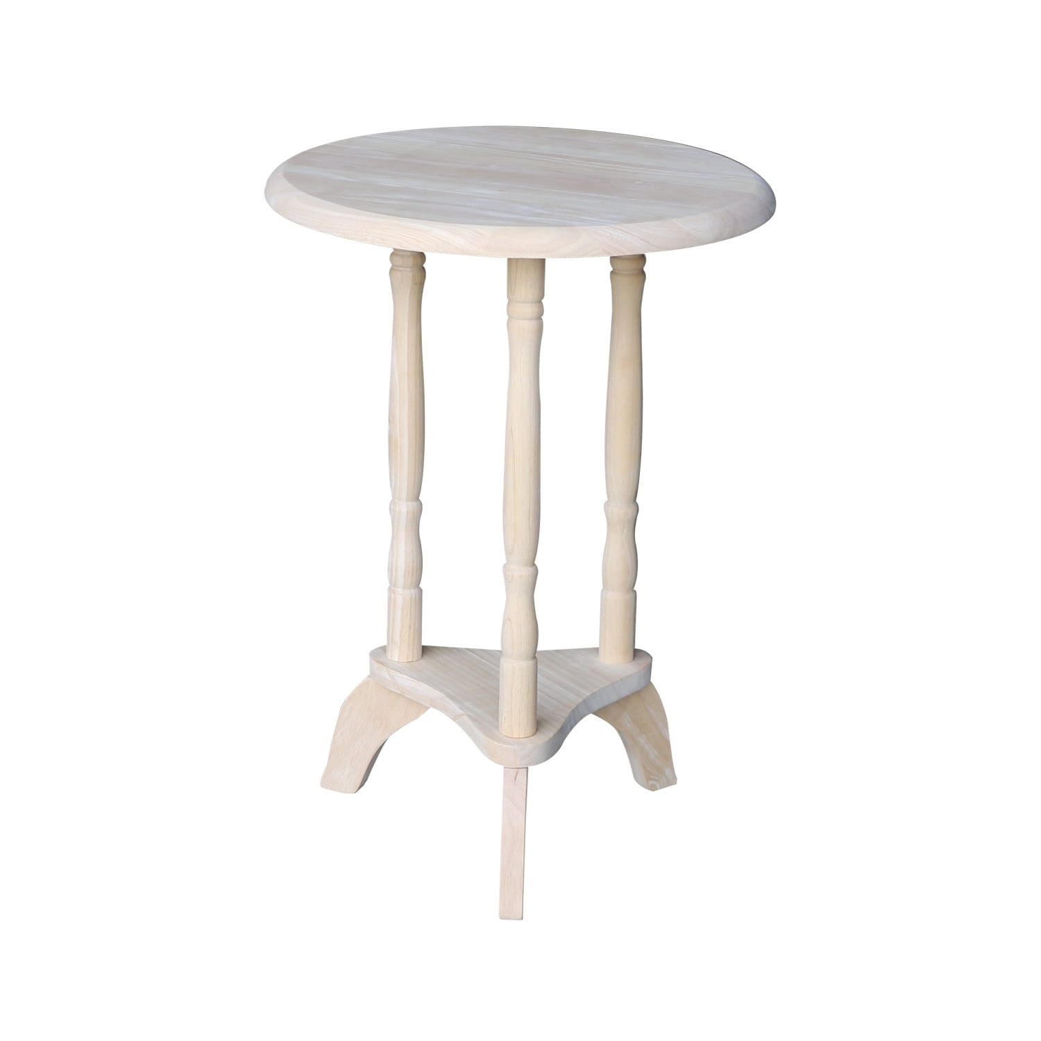 Unfinished Round Parawood Plant Table with Spindle Legs