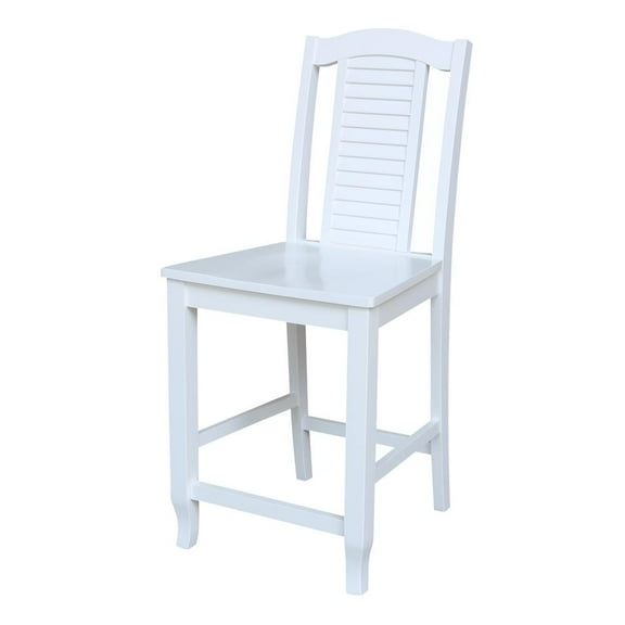 International Concepts Seaside Solid Wood Counter Height Stool, White