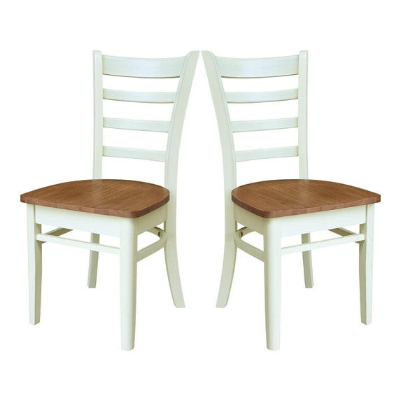 International Concepts Set of Two Emily Side Chairs, Hickory/Shell