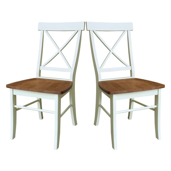 International Concepts Set of Two X-Back Dining Chairs Hickory and Shell