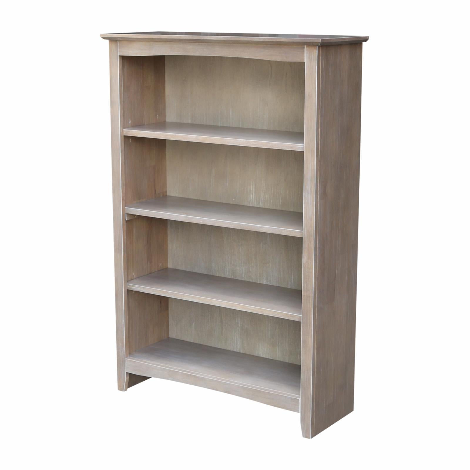 Transitional 48" Adjustable Gray Wood Shaker Bookcase