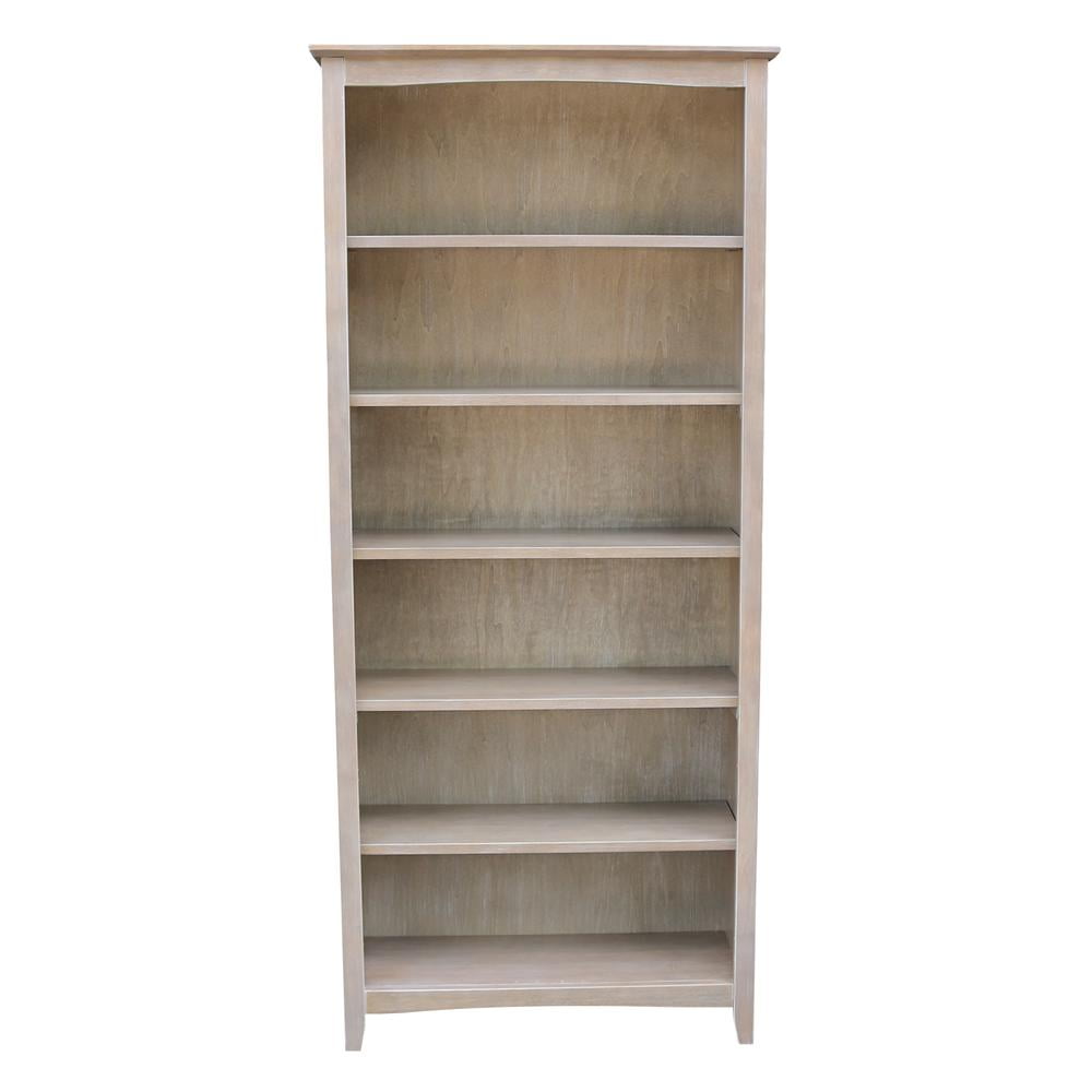 72" Gray Solid Wood Adjustable Shaker Bookcase
