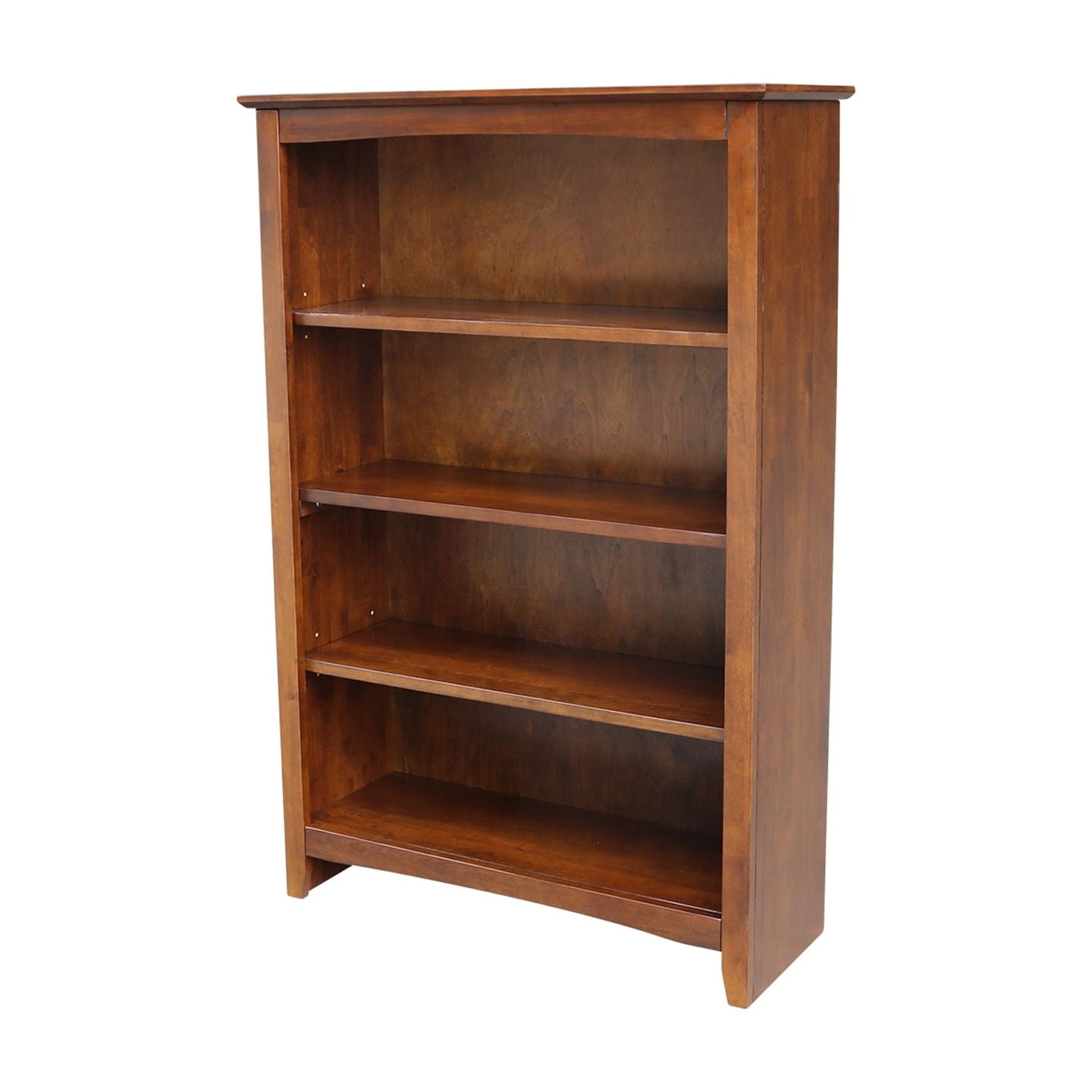 48" Espresso Stained Rubberwood Adjustable Shelf Bookcase