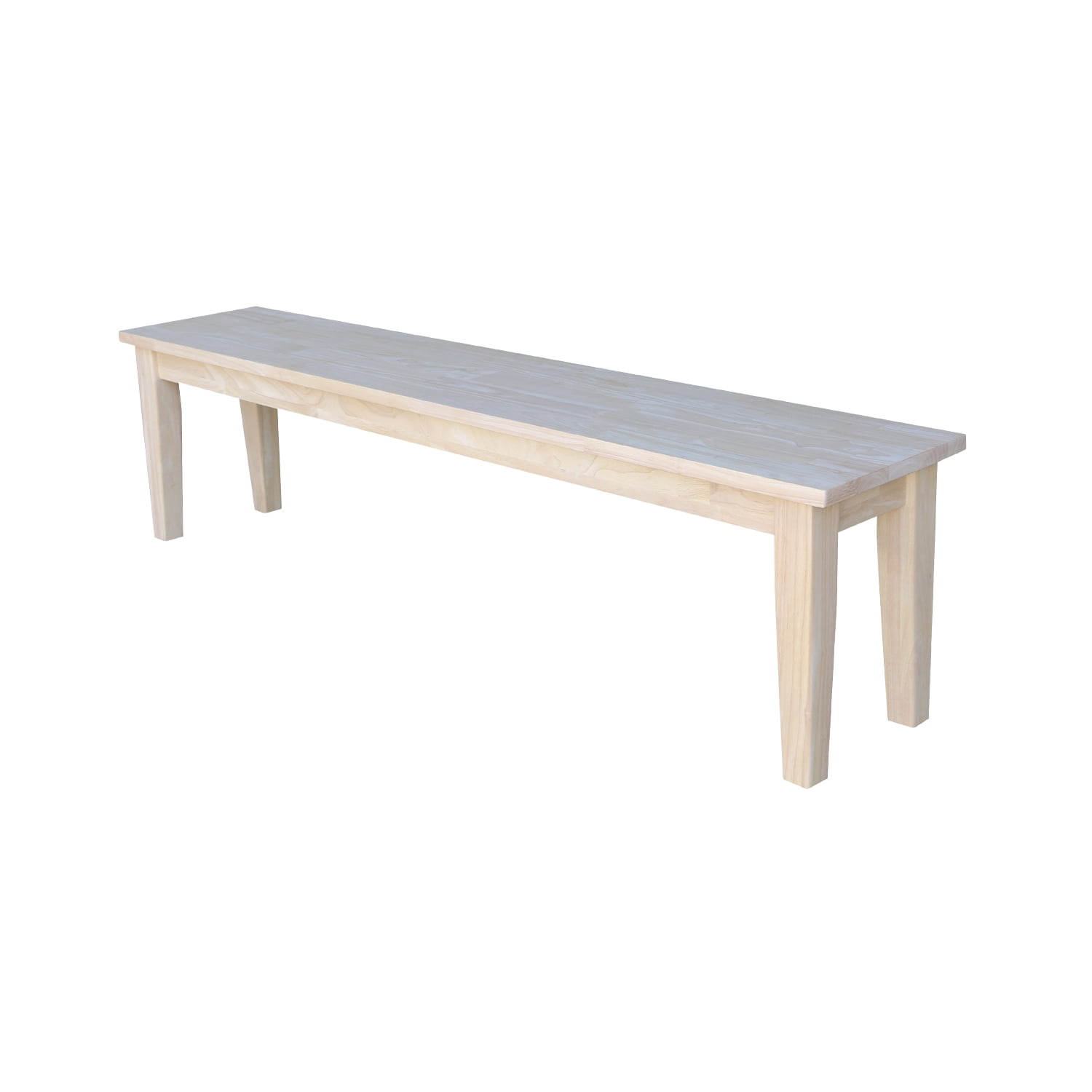 Shaker-Inspired White Solid Parawood 74'' Bench with Tapered Legs
