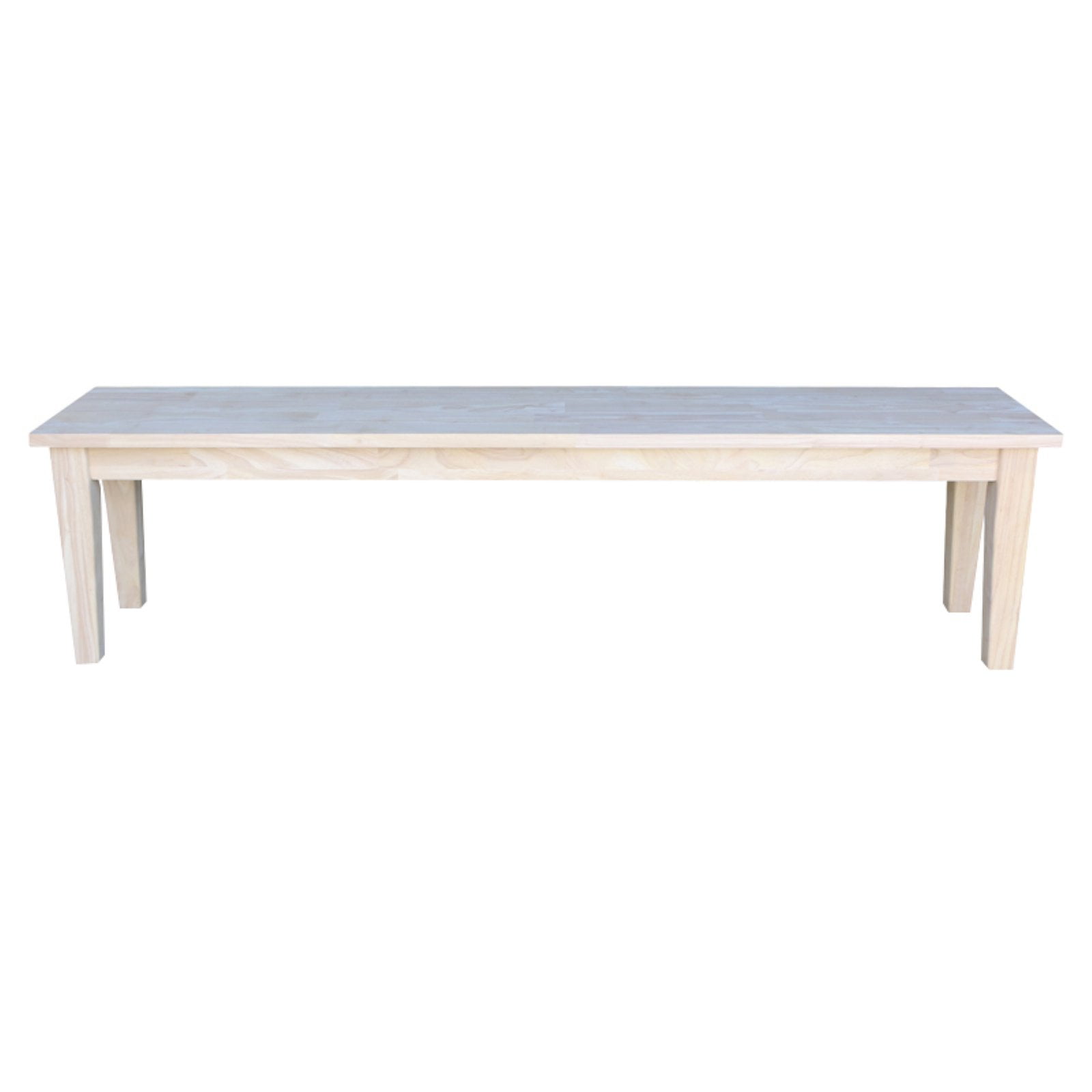 72" White Wood Shaker Style Bench with Tapered Legs