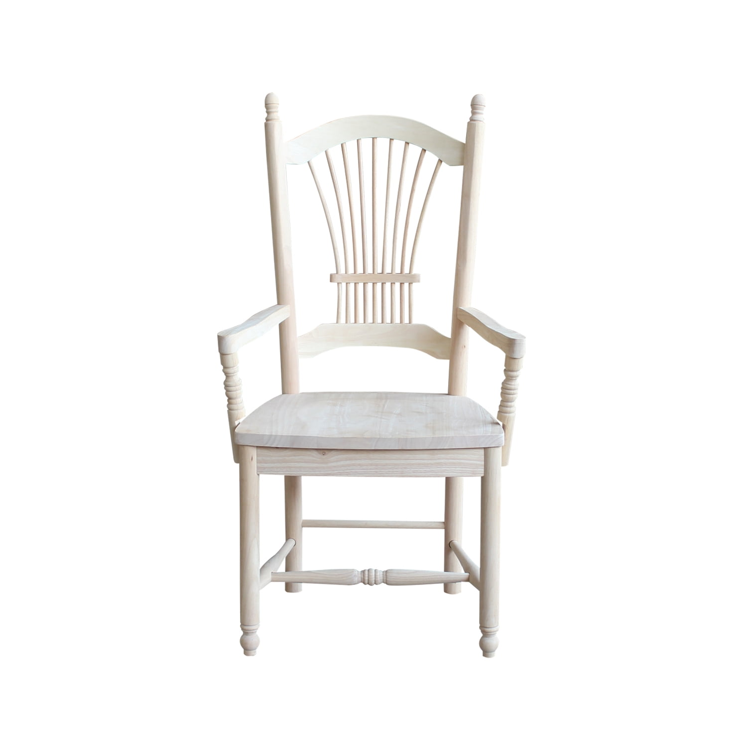 Traditional Sheafback Solid Wood Dining Chair in Unfinished Brown
