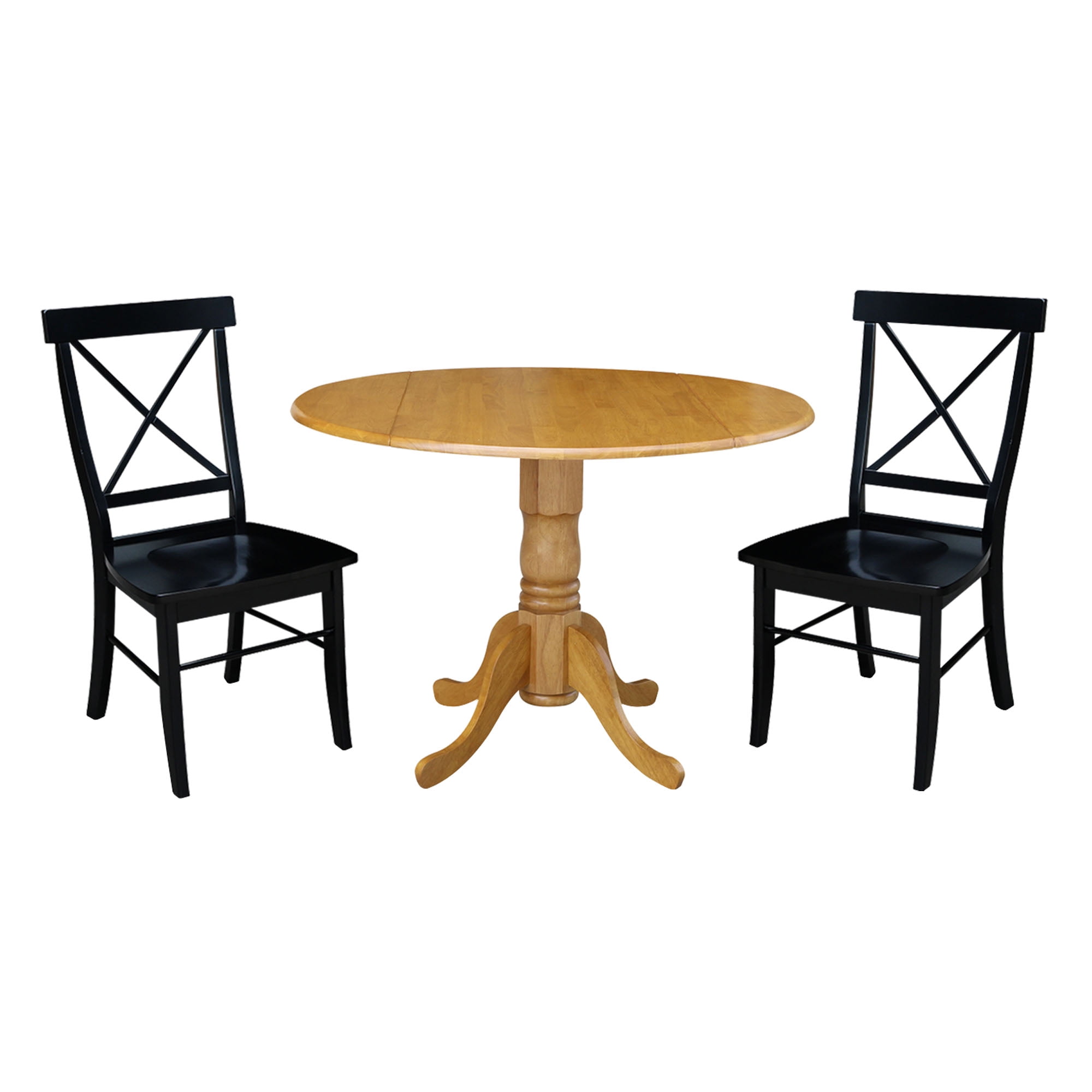 International Concepts Solid Wood 3-Piece Dining Set with 42 in. Dual ...