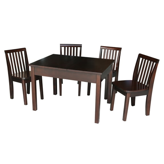 International Concepts Solid Wood 33" x 24" Table with 4 Mission Juvenile Chairs in Rich Mocha