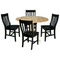 thumbnail image 1 of International Concepts Solid Wood 5-Piece Dining Set with 42 in. Dual Drop Leaf Table and 4 Slat Back Dining Chairs in Natural/Black, 1 of 6