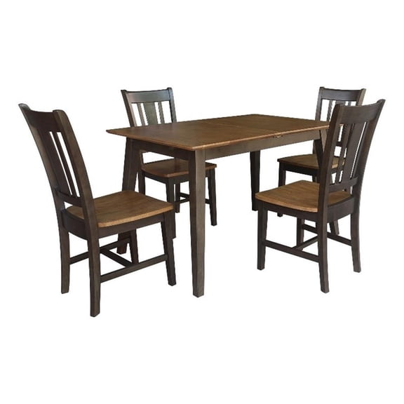 International Concepts Solid Wood 5 Piece Extension Dining Set Hickory & Coal