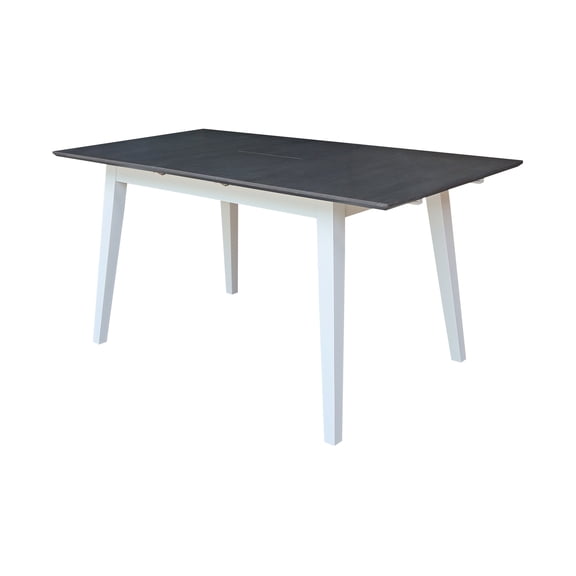 International Concepts Solid Wood 60" Butterfly Extension Dining Table, Heather Gray & White Two-Tone Farmhouse Kitchen Table with Flared Shaker Legs