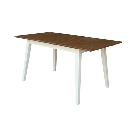 International Concepts Solid Wood 60" Butterfly Extension Dining Table, Hickory & Shell Two-Tone Coastal Farmhouse Dining Table