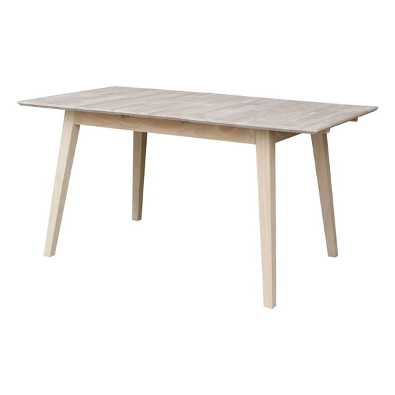 International Concepts Solid Wood 60" Butterfly Extension Dining Table, Unfinished Farmhouse Kitchen Table with Flared Shaker Legs