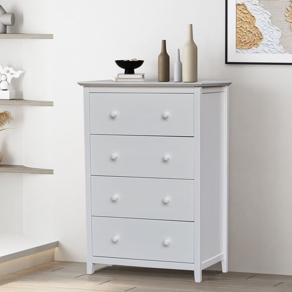 International Concepts Solid Wood Adult Bedroom Dresser/Chest with 4 Drawers in White