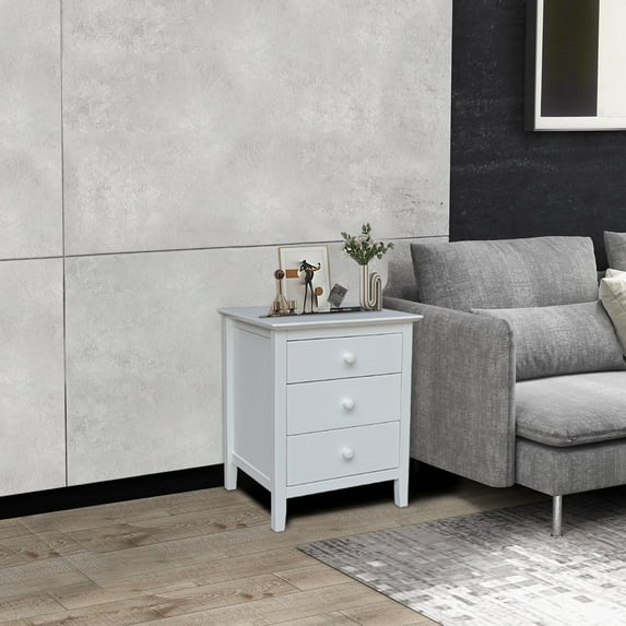 International Concepts Solid Wood Adult Bedroom Nightstand with 3 Drawers, White