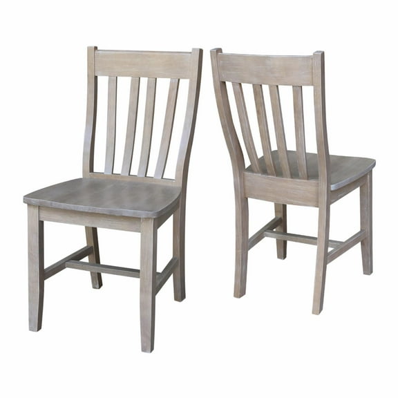 International Concepts Solid Wood Cafe Chairs in Washed Gray Taupe - Set of 2