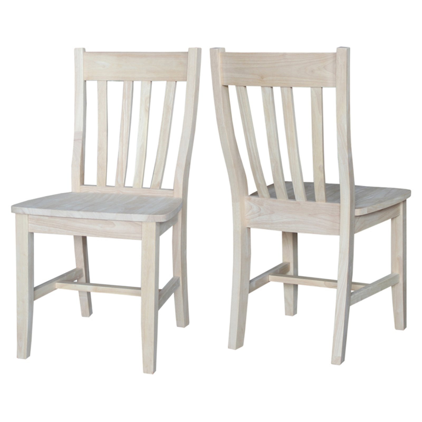 High Slat Ladderback Solid Wood Side Chair in White - Set of 2