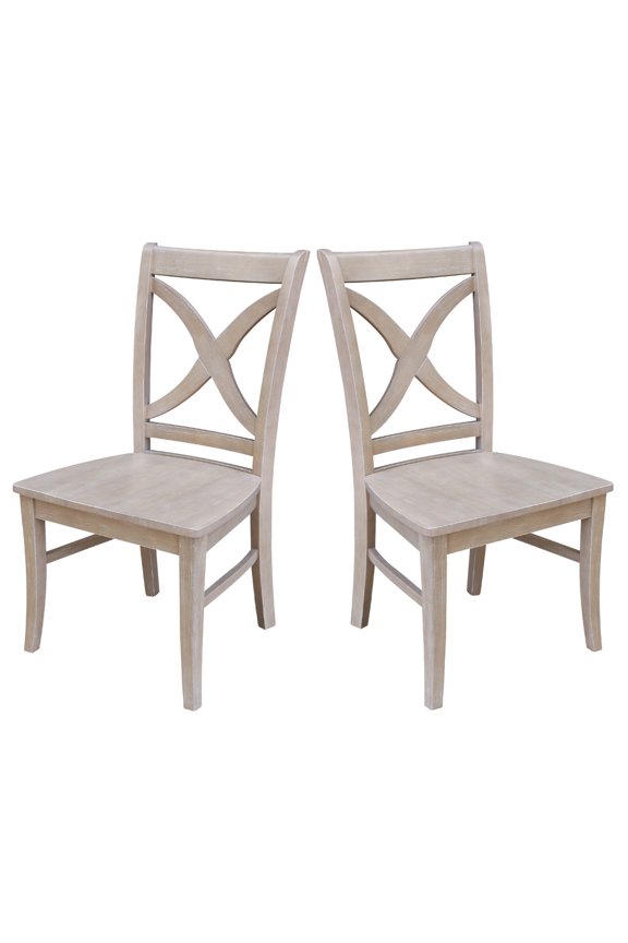 Solid Wood Cosmo Dining Chairs, Set of 2 Washed Gray Taupe
