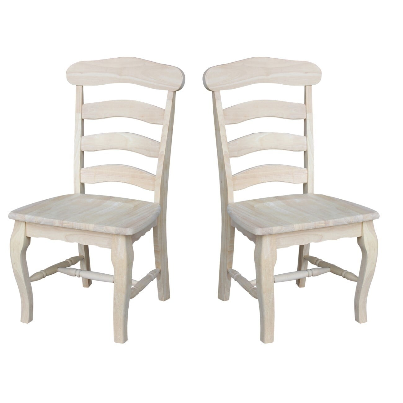 White Wood Ladderback Slat Side Chair Set