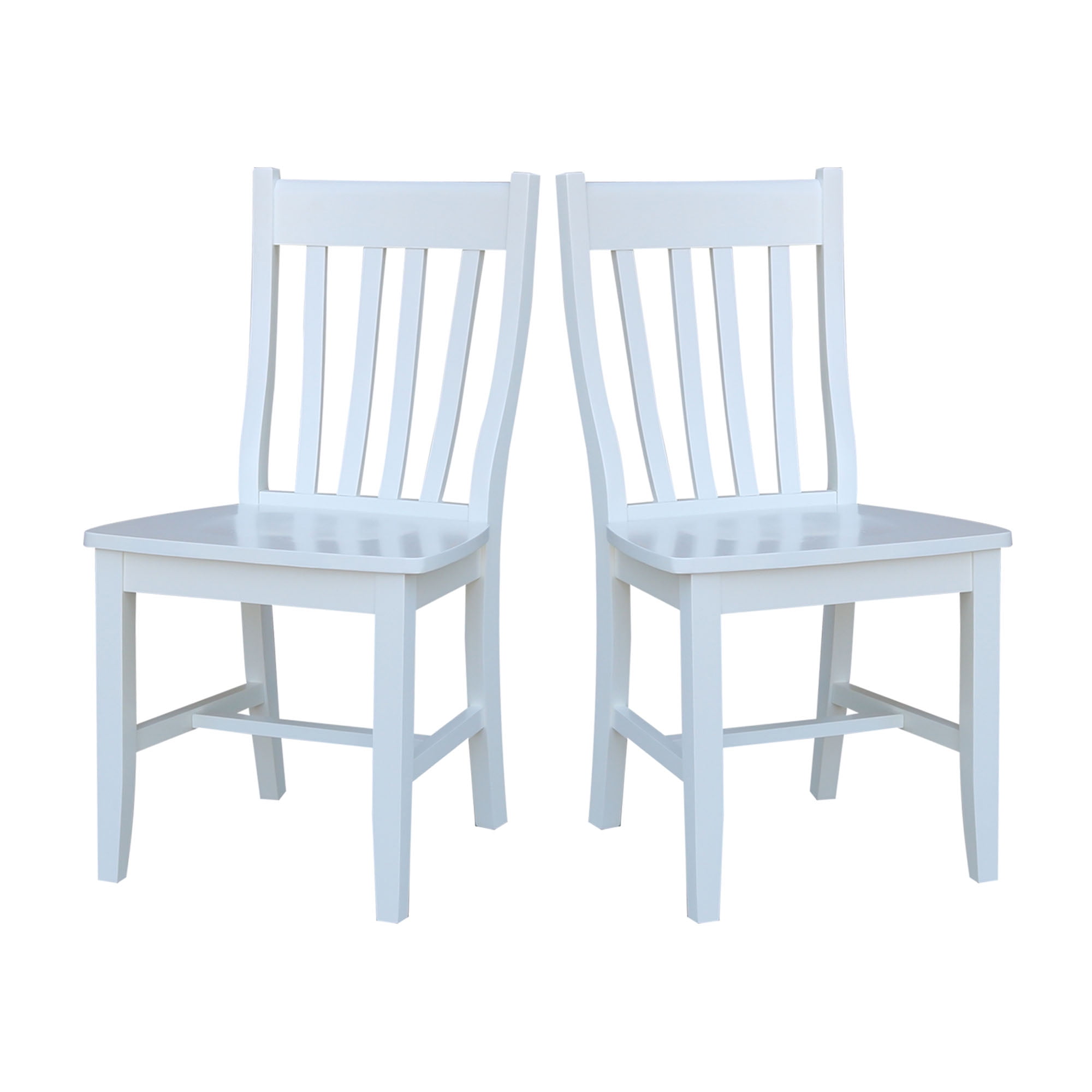 Elegant White Solid Wood High Slat Side Chairs, Set of 2