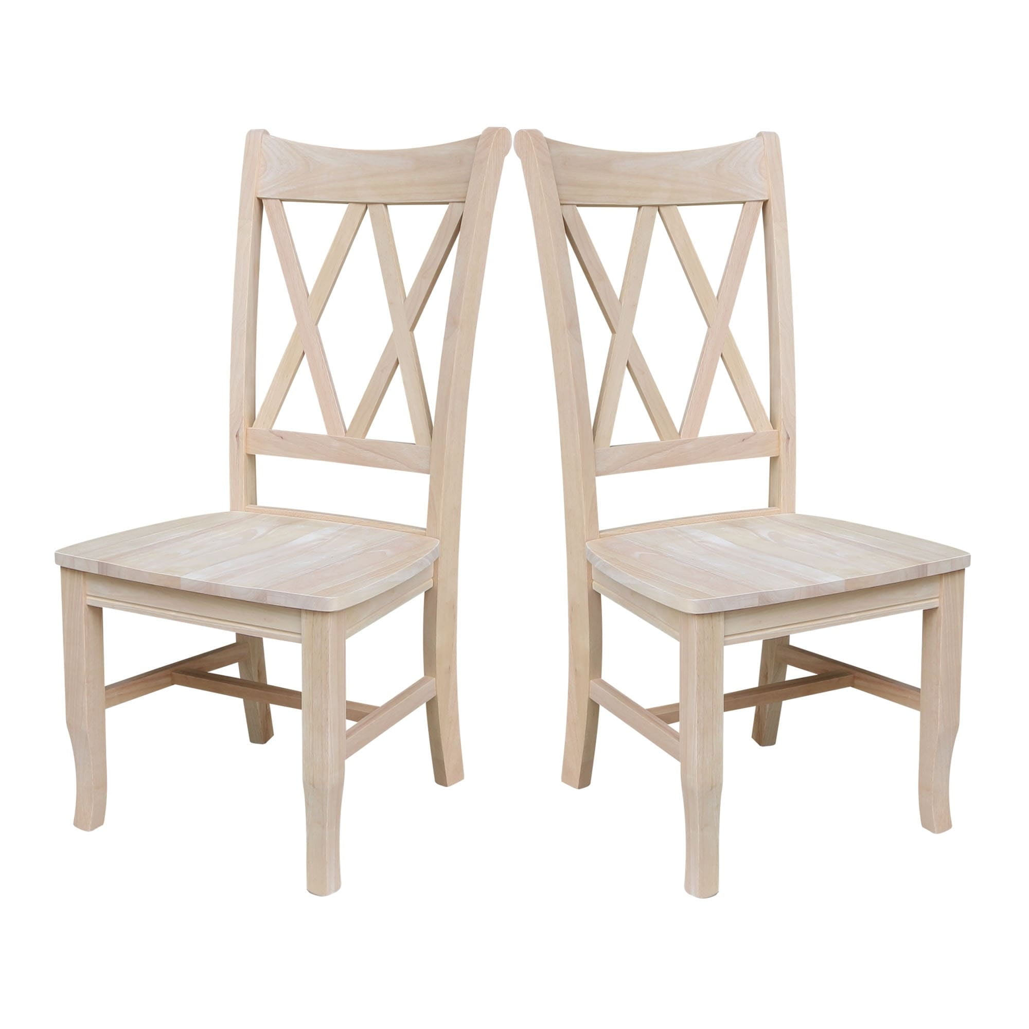 Elegant White Solid Wood High Cross-Back Side Chair, Set of 2