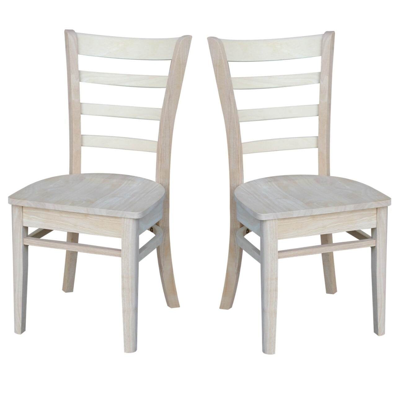 International Concepts Solid Wood Emily Side Chair, Set of 2 Unfinished