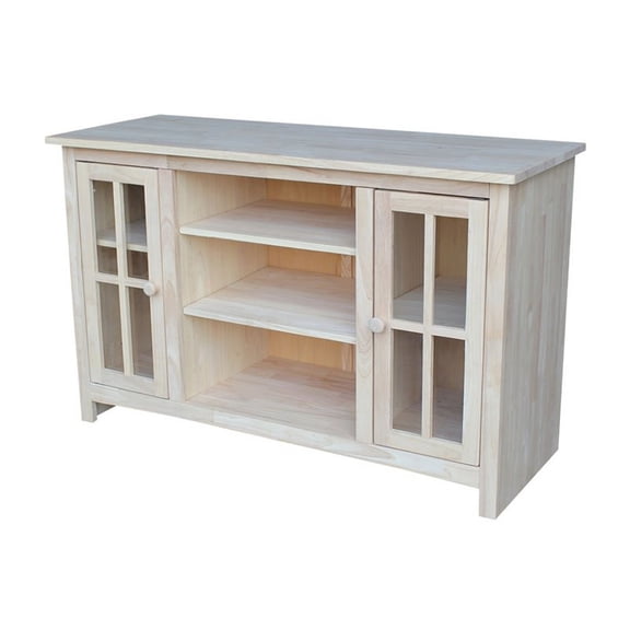 International Concepts Solid Wood Entertainment 48" TV Stand with 2 Doors in White
