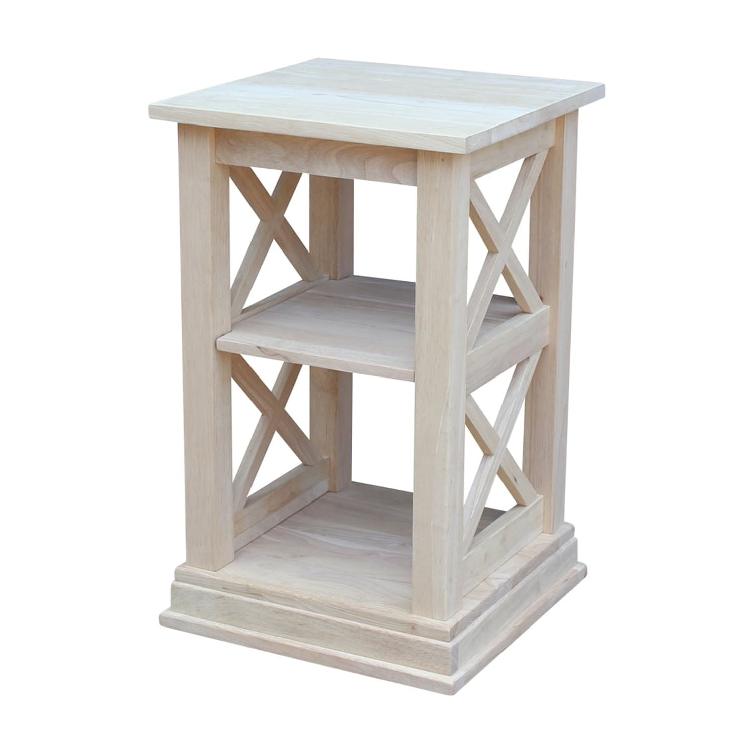 White Rubberwood Classic Accent Table with Shelves