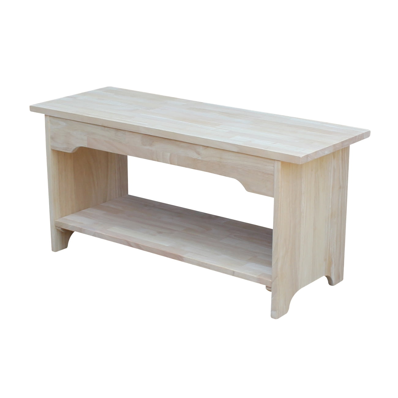 Brookstone Traditional Solid Parawood Storage Bench, 38" Unfinished