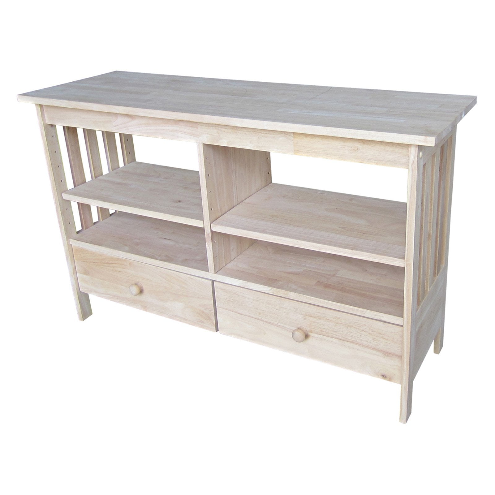 Solid Wood Classic Mission TV Stand with Cabinet - Light Brown
