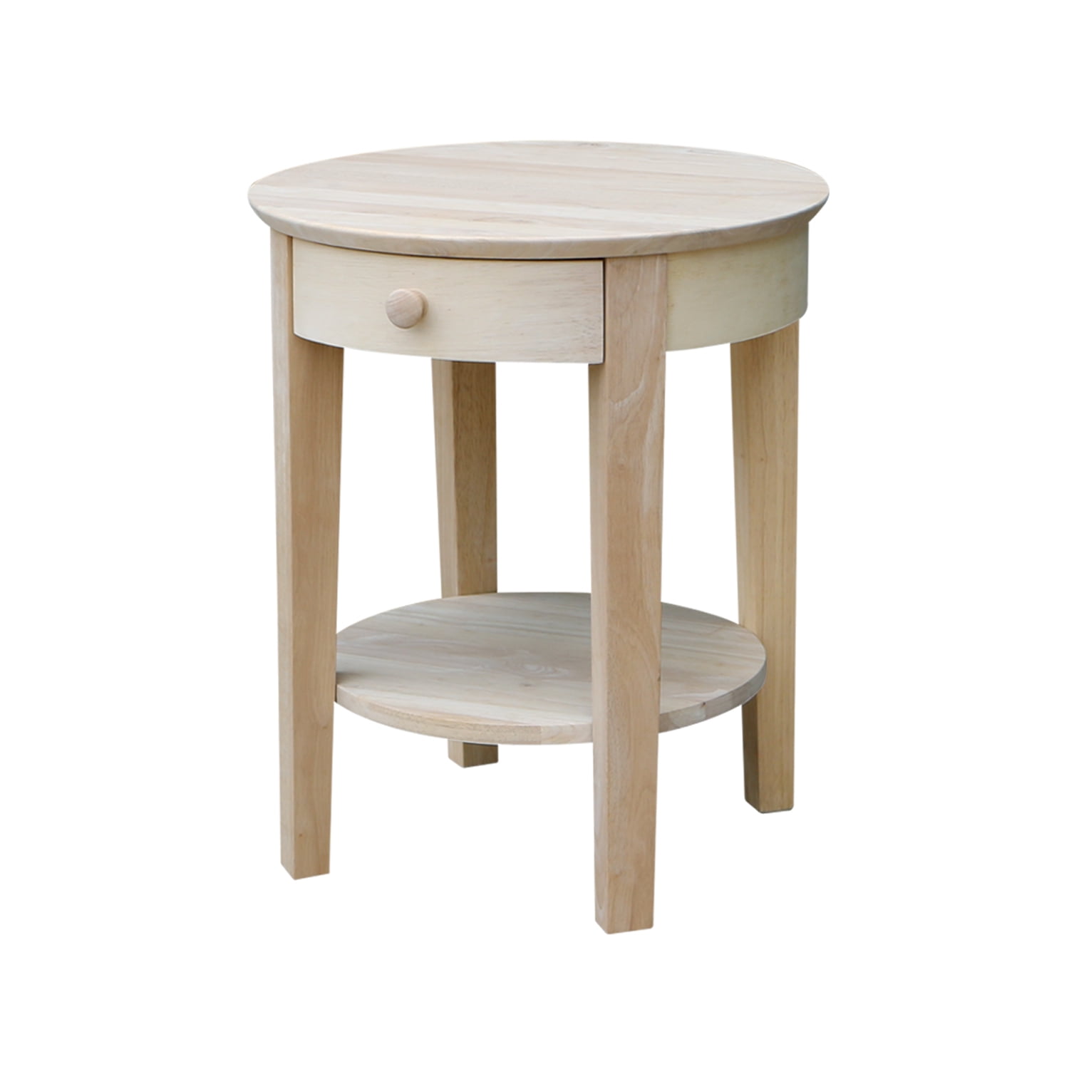 Elegant Solid Parawood Round End Table with Storage