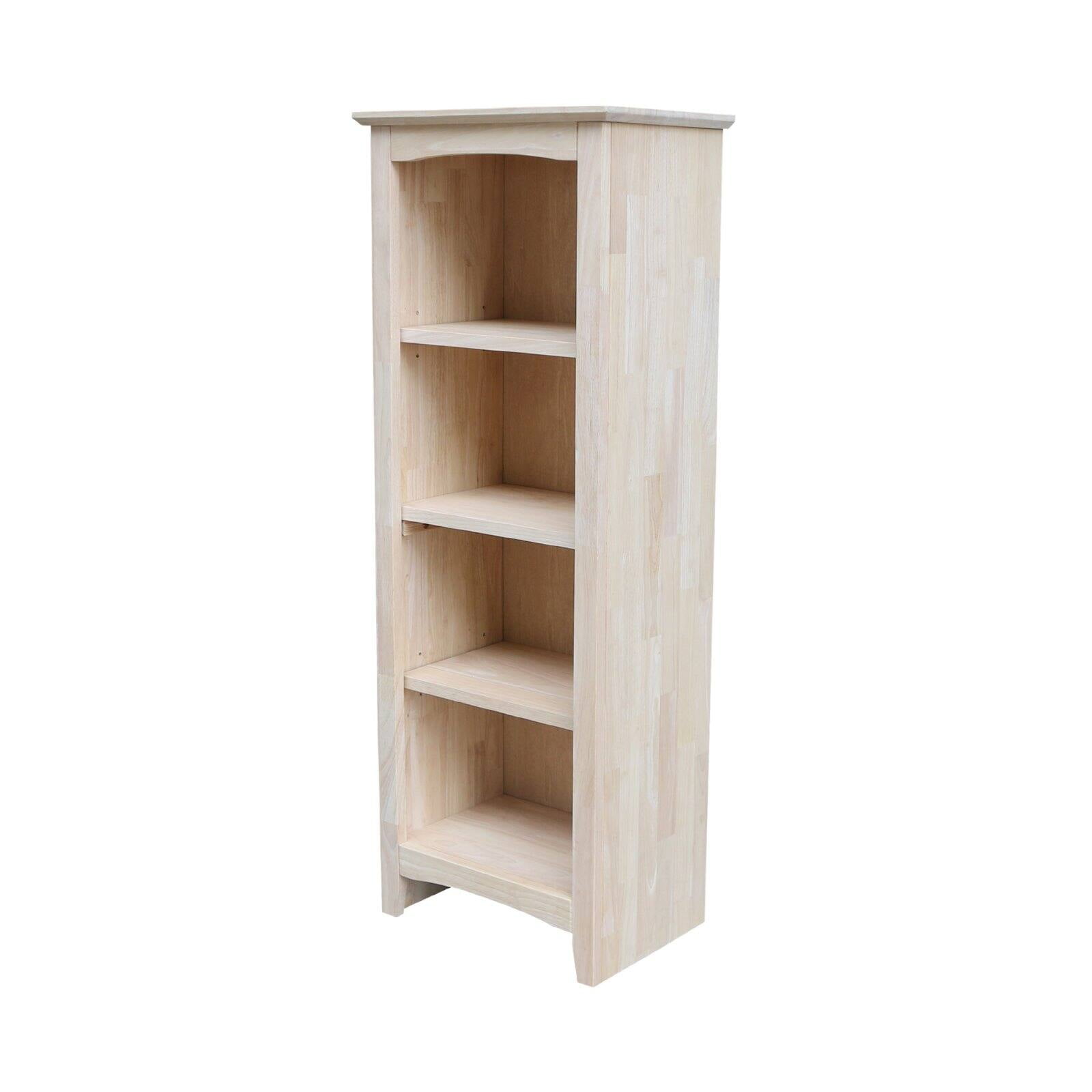 Adjustable Unfinished Solid Wood Shaker Bookcase, 36-Inch Tall