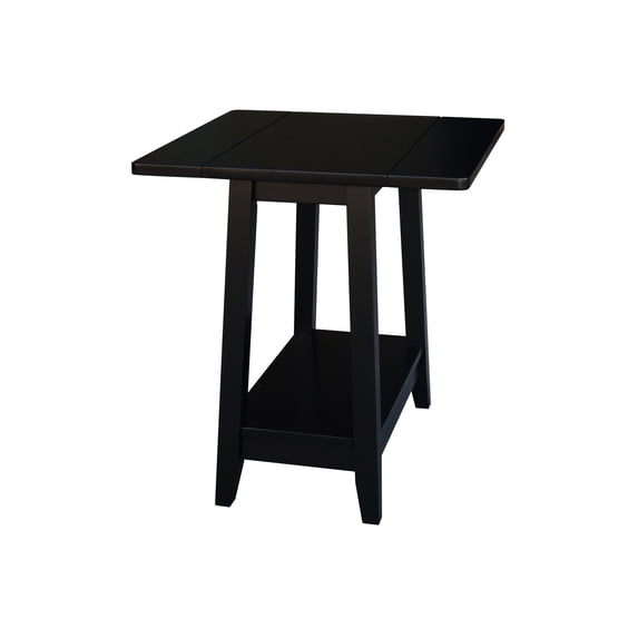 International Concepts Solid Wood Square Drop Leaf Side Table in Black