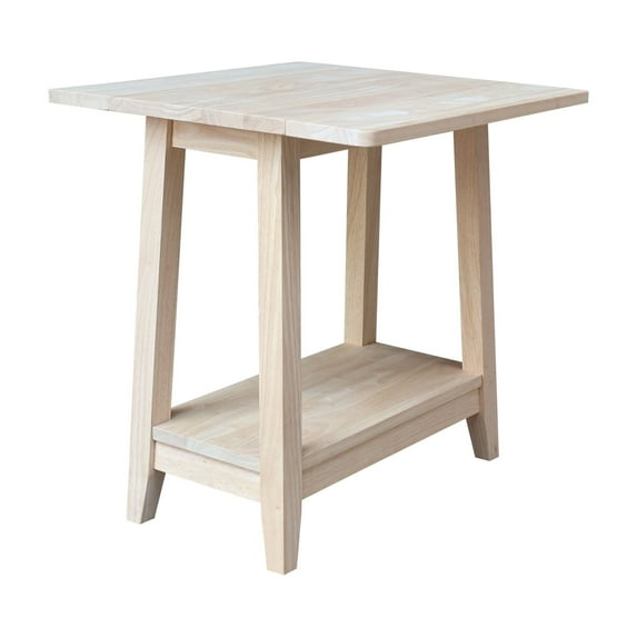 International Concepts Solid Wood Square Drop Leaf Side Table Unfinished