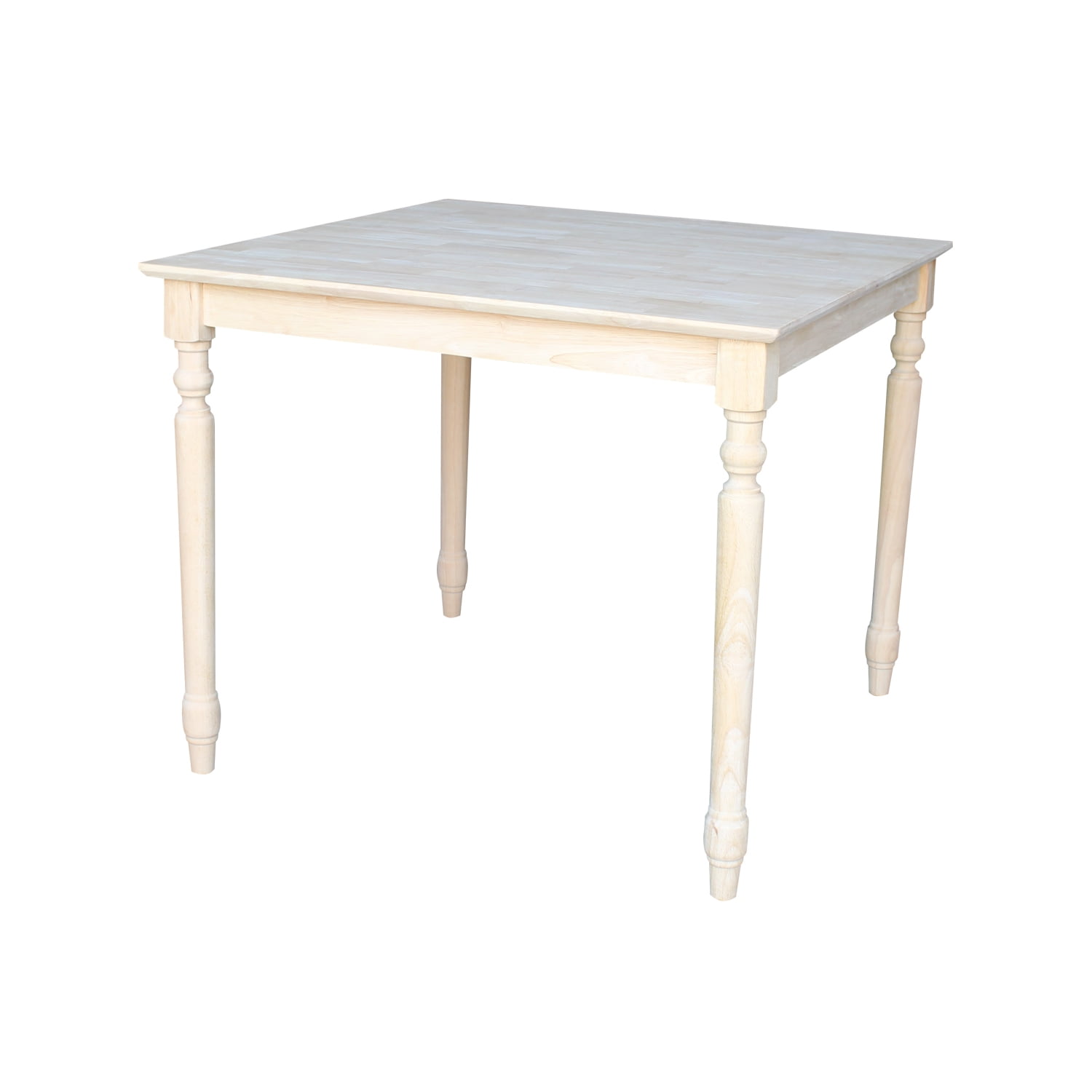 36" Light Unfinished Rubberwood Square Dining Table