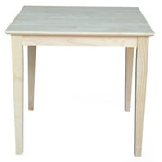 International Concepts Solid Wood Top Table with Shaker Legs, Unfinished