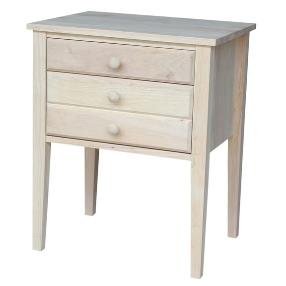 International Concepts Solid Wood Unfinished 3-Drawer Accent Table