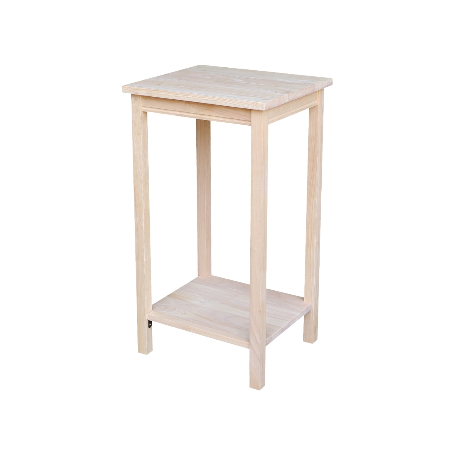 Elegant Unfinished Parawood Portman Accent Table with Shelf