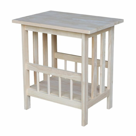 International Concepts Solid Wood Unfinished Mission Magazine End Table