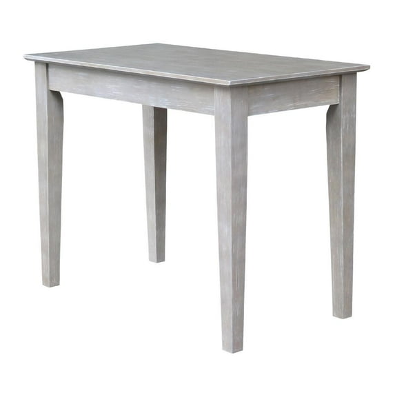 International Concepts Solid Wood Writing Desk with Butcher Block Surface Washed Gray Taupe