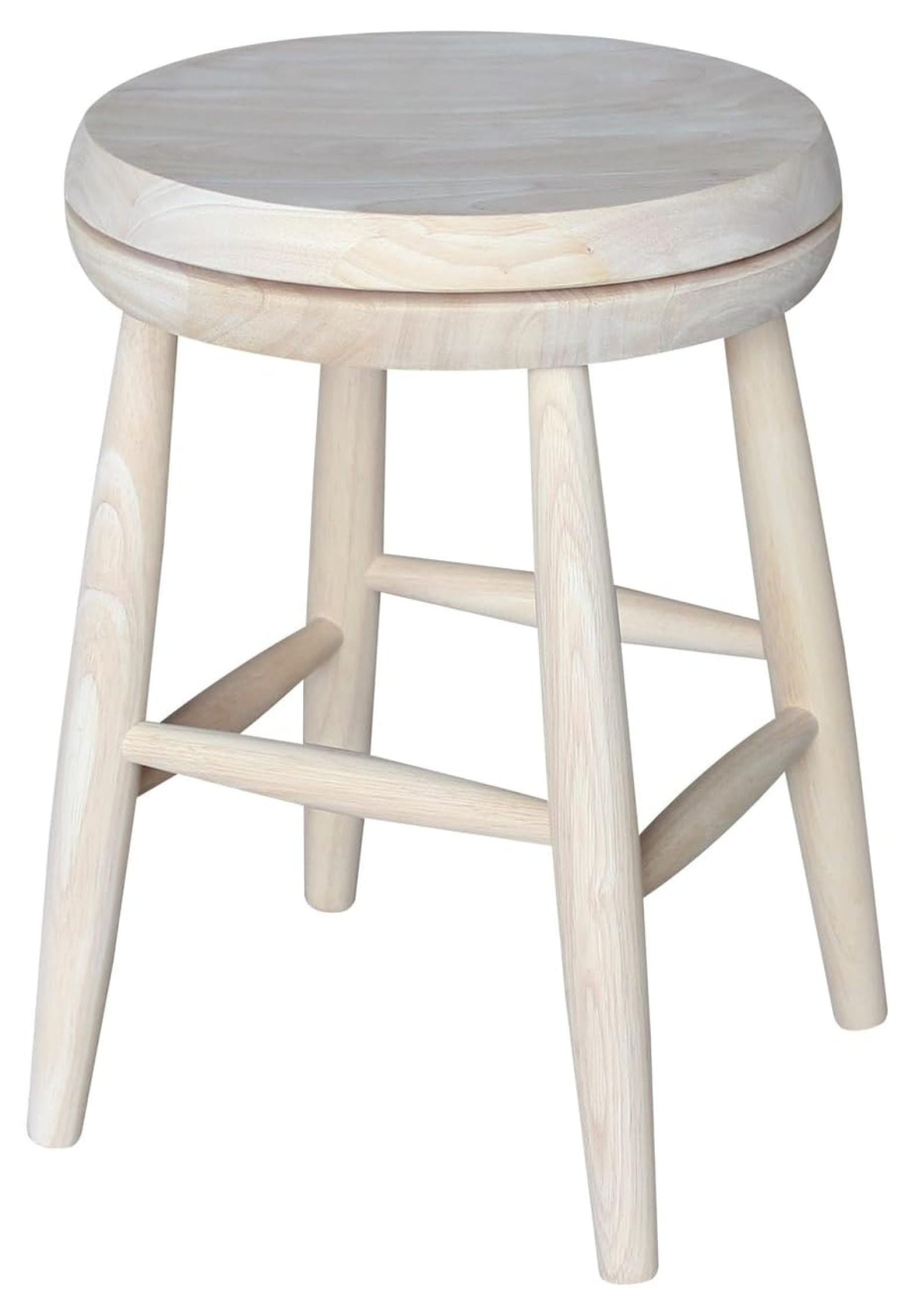 Elegant Swivel 18" Solid Wood Backless Stool in Unfinished Brown