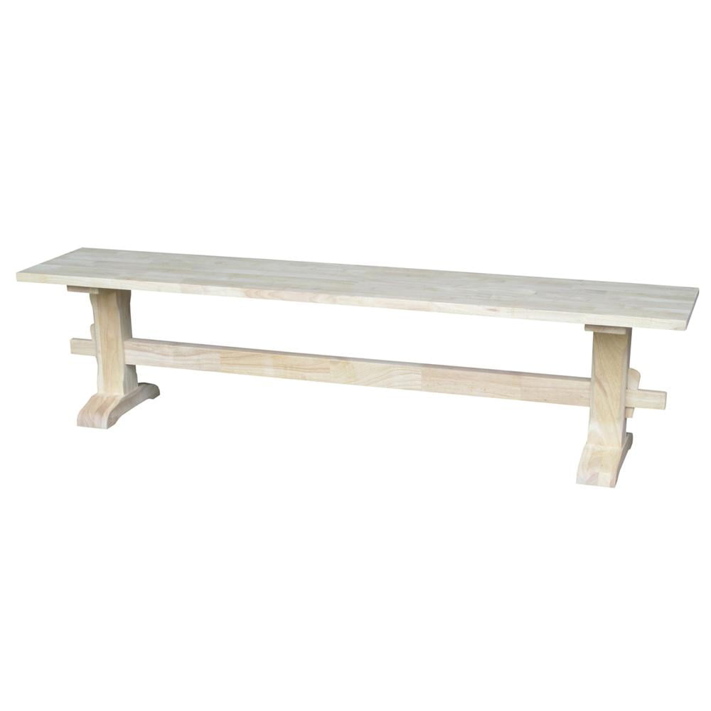 Unfinished Parawood Trestle Dining Bench